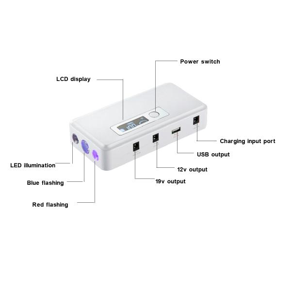 Red and blue flashing light 12v car battery boosters Lithium Battery