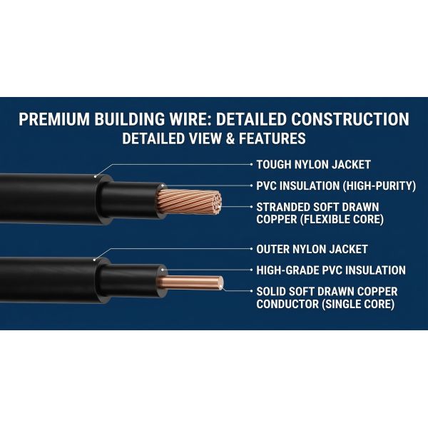 THHN THWN-2 Electrical Cable Wire 600V Rated Voltage PVC Insulation 2-14 AWG