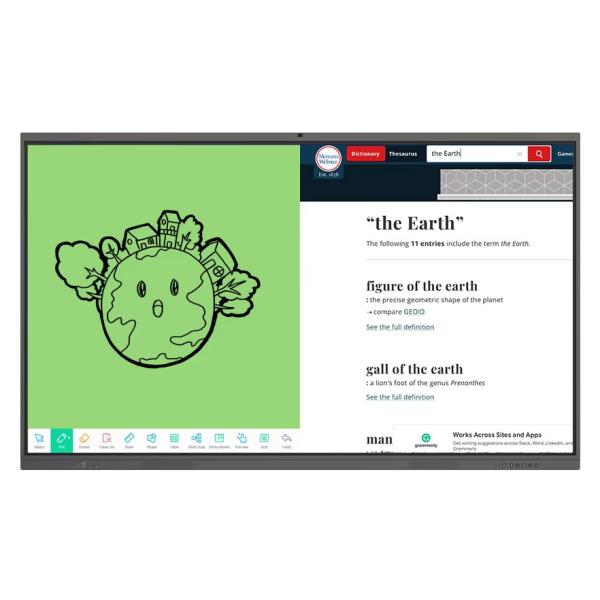 75 Inch 4K Certified Smart Interactive Board with 20-Point Infrared Touch Screen Whiteboard