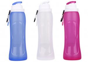 Buy cheap Blue Workout Water Bottles 500ML Foldable Silicone Sports Bottle product
