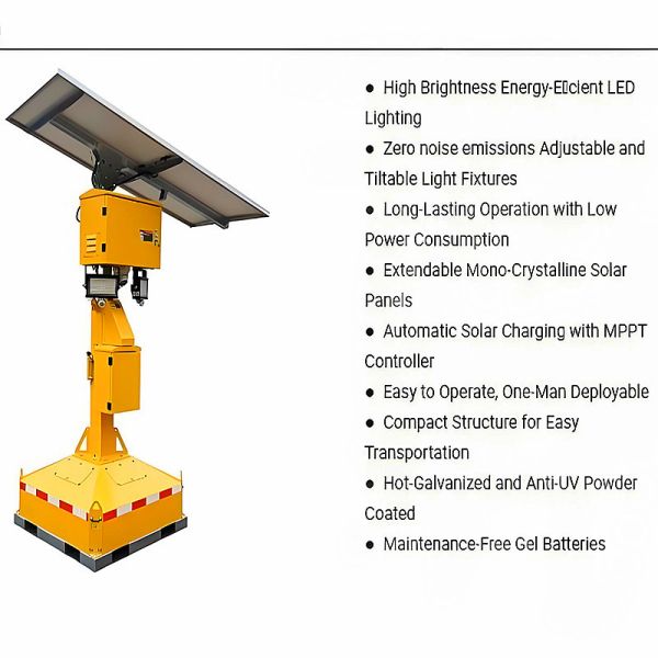Solar Mobile Tower Light Overnight Roadworks Solar Powered Generator Emergency Light Tower