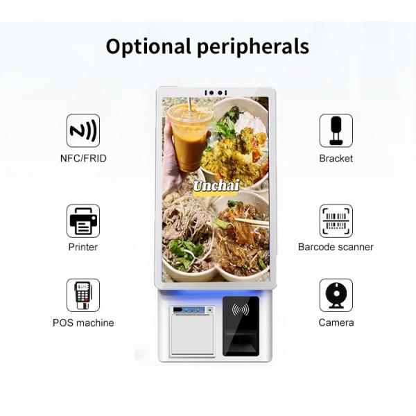 21.5 Inch Desktop Touch Self Service Ordering Kiosk Receipt Printing Card Reader Card Reader Scanning Cashless Payment Kiosk