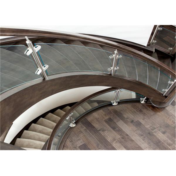 Prefab Apartment Building Curved Stairs Clear Finish , Arc Shaped