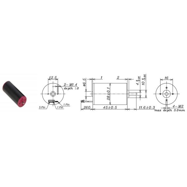 12v Brushless Coreless Motor 0.61omh Terminal Resistance 190 MA Load Current