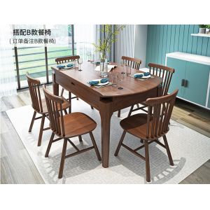 Custom Rectangular Solid Wood Table , Extendable Dining Table With Chairs