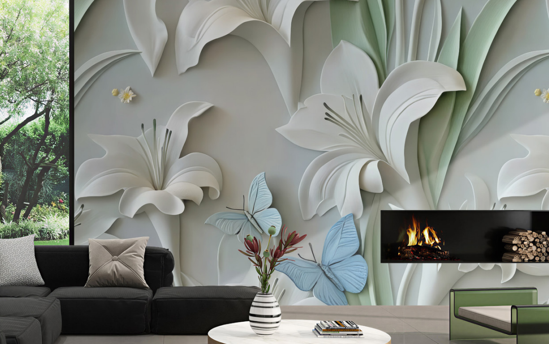3D Relief PVC Embossed Wall Panel Custom Vivid Patterns Reception Area