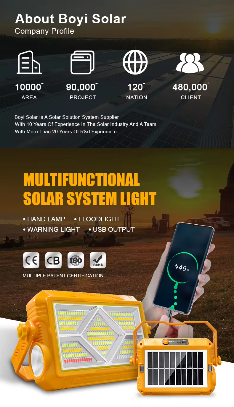 Multifunctional Solar-Powered Portable Work Light - Warning light mode activated