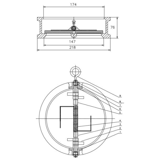 Wafer Type Check Valve Dual Plates Swing Inner Stem Zero Leakage