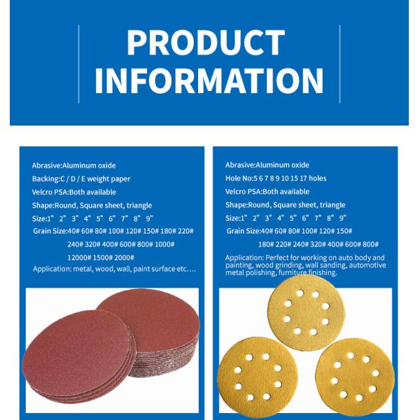 Dry Polishing Automobile Sanding Disc with Hook and Loop Abrasives Customized Grit 40 -600