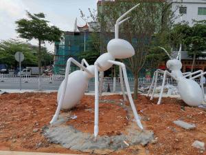 China White Ant Metal Animal Sculptures Square Contemporary Garden Ornaments on sale