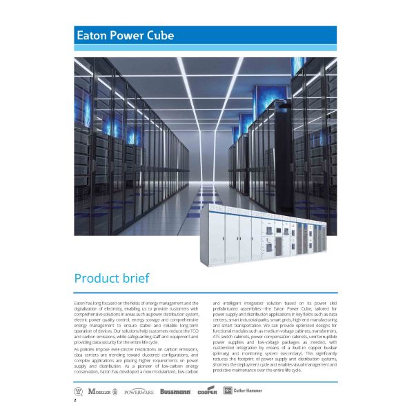 Eaton Power Cube 1000KVA UPS Uninterruptible Power Supply with Three Phase and 97.3% Efficiency for Data Centers