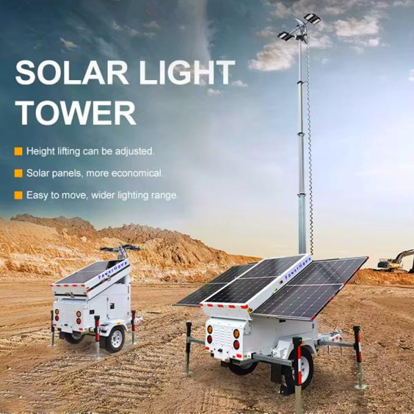 Solar Powered Portable Light Towers Disaster Relief Operations High Efficiency Mobile LED Light Tower
