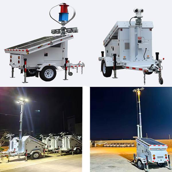Commercial Mobile Lighting Tower Rotating Surveillance Camera Portable Solar Light Tower Rental