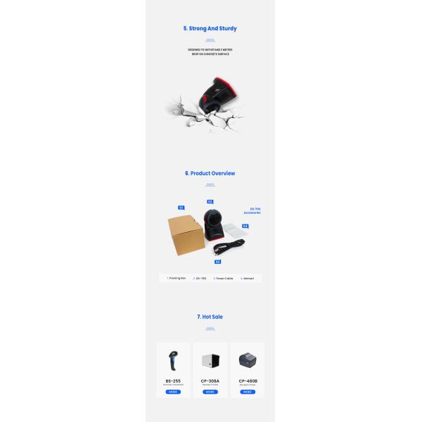 Desktop Omni Directional 60fps POS Barcode Scanner 4 mil Precision