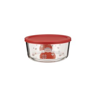 Freezer Safe Custom Glass Food Container with Christmas Design and Customizable