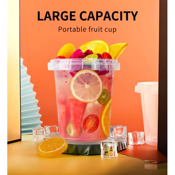 750ml 1000ml PP Plastic Cups Clear Disposable Plastic PP Injection Fruit Juice Bucket