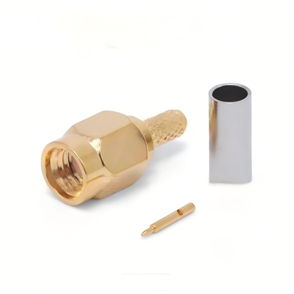SMA Connector SSMA Male Crimp RF Connector with Gold-Plated Brass and PTFE Insulation for 6GHz Frequency Range