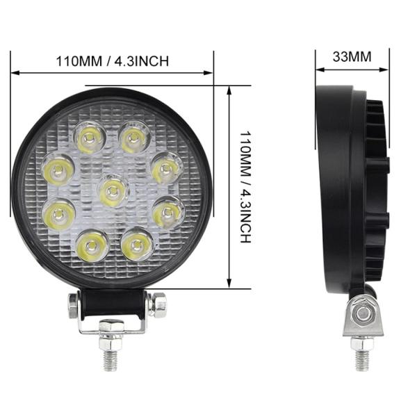 60 Degree 27W Round Flood Waterproof LED Work Lights