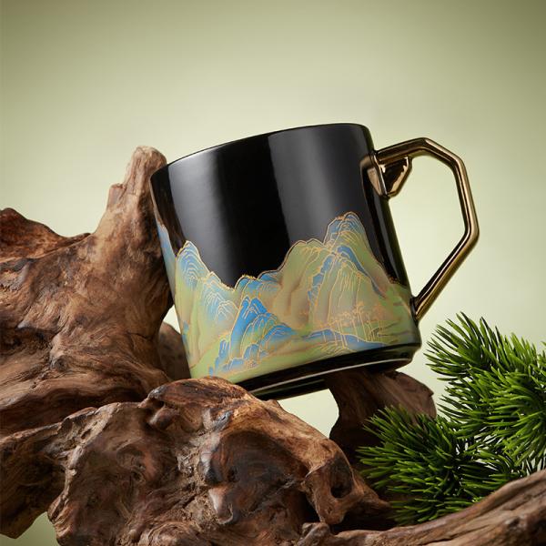 Exquisite Hand Painted Gold Handle Mug