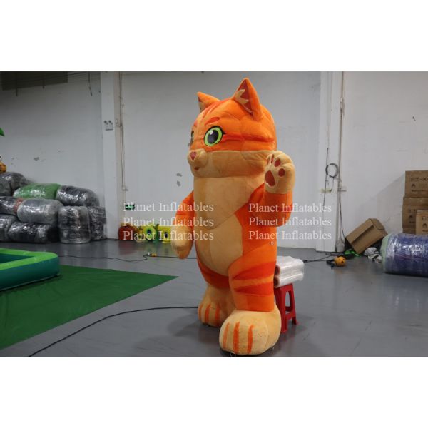 Giant Custom Plush Advertising Orange Lucky Inflatable Cat for Decoration