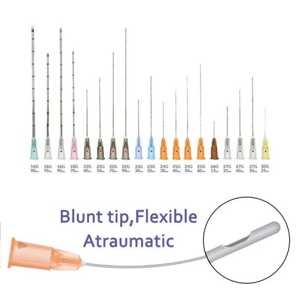 Blunt cannula needle close-up showing rounded tip design