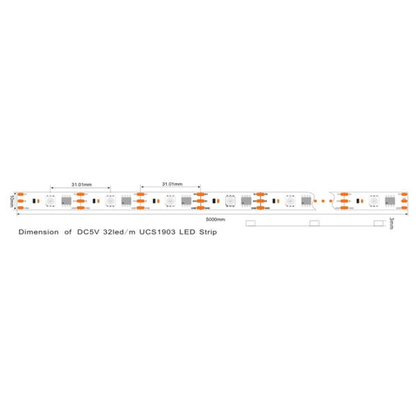 DC 5V / 12V Digital LED Strip Lights , UCS1903 Decorative LED Rope Light