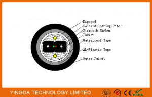 China Armored Bow Type Fiber Drop Cable FTTH Black PE Jacket Outdoor Duct Cable on sale