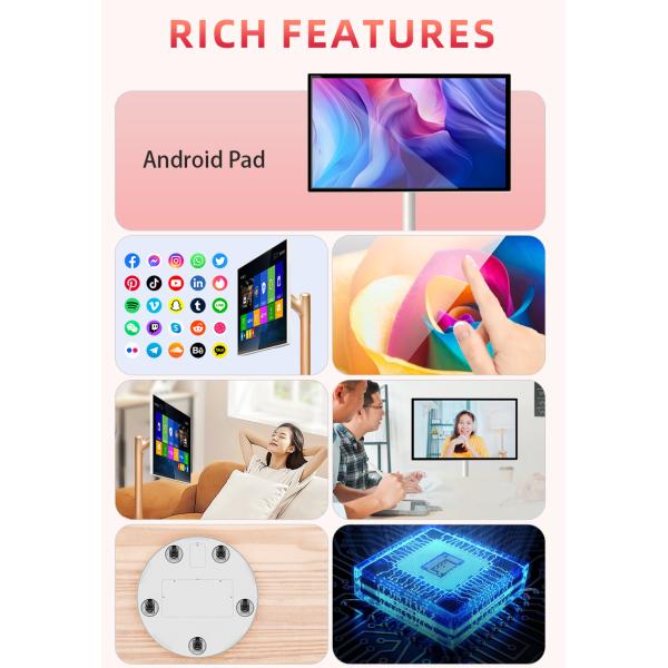 21.5 inch 6G+128G Capacitive Touch Portable TV with Mobile Stand - Interactive Follow Me Screen for Bedroom