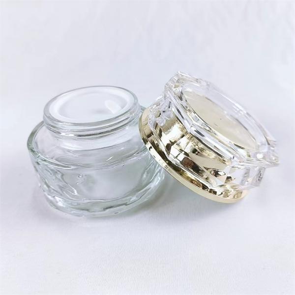 50ml 100ml Cosmetic empty glass jar with gold cap