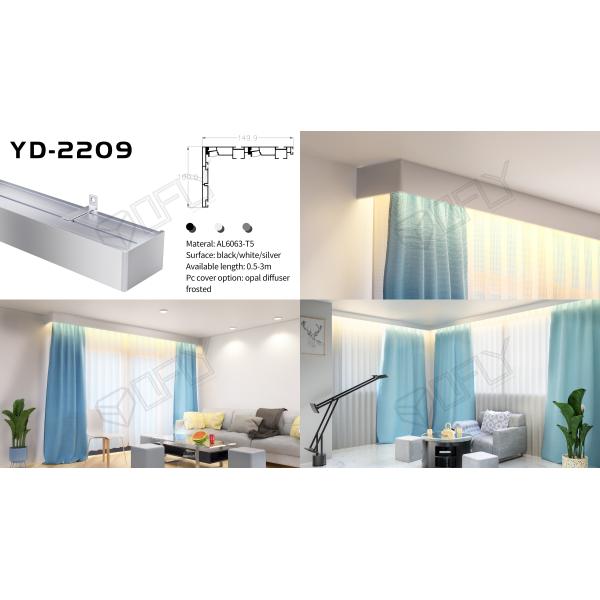 Aluminum Alloy Surface Mounted LED Profile For Double Layers Curtain Lighting 150*100mm