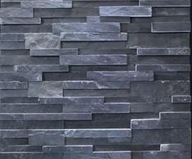 Quality Decorative Black Slate Culture Stone , Stacked Wall Cladding Stone for sale