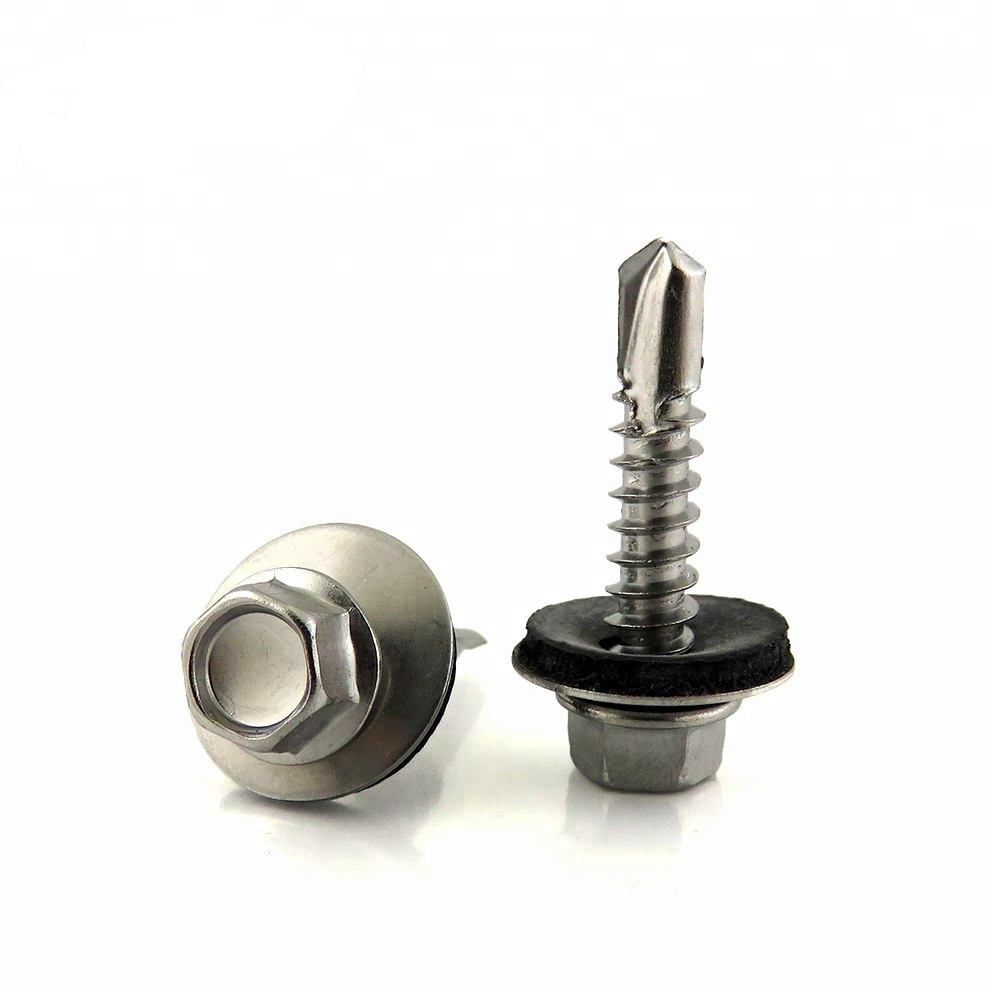 Self-Drilling Screws Hex Washer Head BSD Thread with Bonded Sealing Washer 410 Stainless Steel