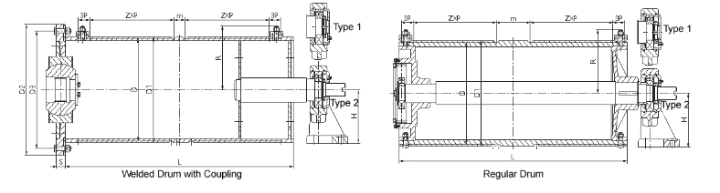 Technical diagram of wire rope drum specifications