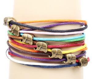 Buy cheap Multi string cord layering charm cuff bracelets, multi color leather cuff product