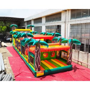Buy cheap Long Palm Tree Bouncy Castle Inflatable Obstacle Course 13.2X4.7X3 M product