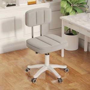 Adjustable Lifting Function Fabric Makeup Stool with Backrest and Revolving
