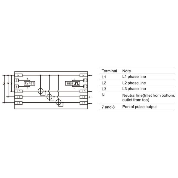 DTS558 Smart Three Phase LCD Modbus Multil-rated Bidirectional Din Rail Smart Energy Meter
