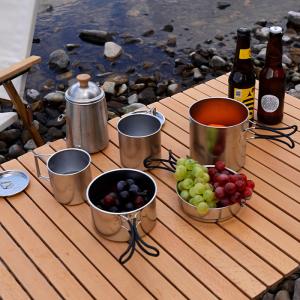 Buy cheap New Arrival 7 Pcs 304 Stainless Steel Camping Cookware Set Multi-person Soup Pot Set Outdoor Cooking Pot Set For Hiking product