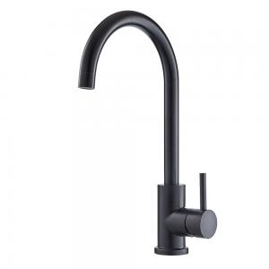 China Matte Black Goose Neck Kitchen Faucet Single Handle Kitchen Faucet Steel 304/316 Material on sale