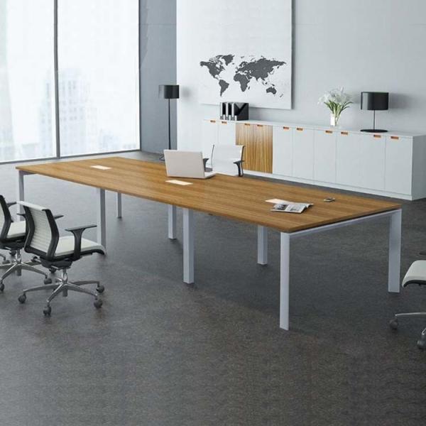 6 Person Office Conference Table with 25mm Wood Grain Desktop, Scratch-Resistant Finish, and Customizable Colors