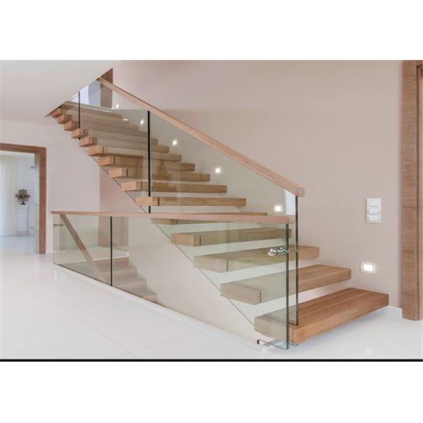CE Certificated Floating Wood Stairs , Open Tread Oak Staircase No Smell