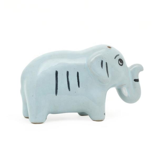 Blue 3d Animal Shaped Pottery Stoneware Salt And Pepper Shaker With Decal On Glaze