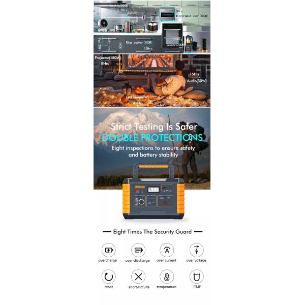 50Hz/60Hz Portable Solar Power Station Generator 500W Durable