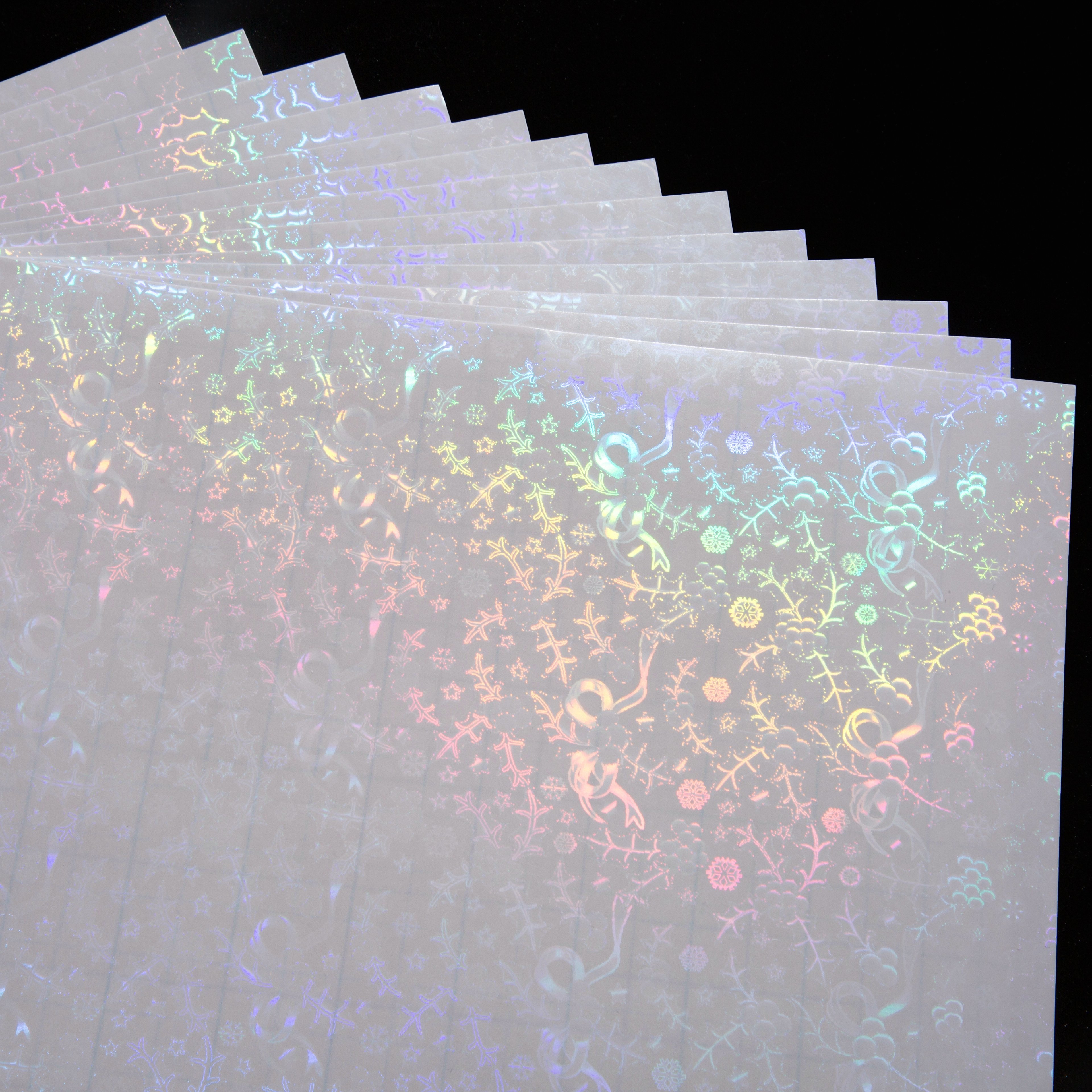 A4 Transparent Self-Adhesive Waterproof BOPP Moisture-Proof Cold Holographic Lamination Film For Stickers Flower Fruit Pattern