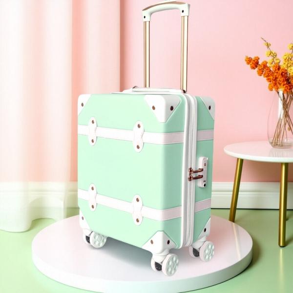 Hard Shell Cabin Carry On Vintage Boarding Suitcase Luggage Sets in Elegant Bright Color for Lovers' Travel