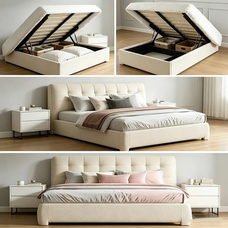 Contemporary Upholstered Bed Frame with Hidden Storage