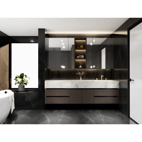 Elegant Gold-Accented SS Bathroom Cabinet Handle Free Bathroom Sink Cabinets - interior organization