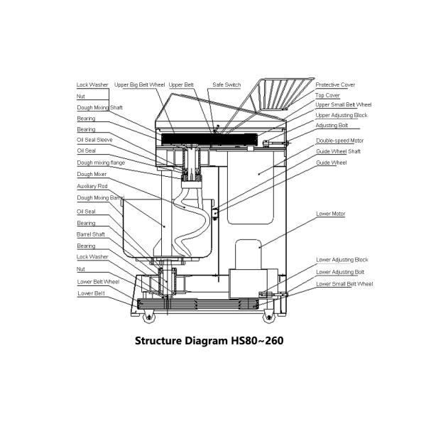 2 Speed Double Motion Spiral Dough Mixer HS200