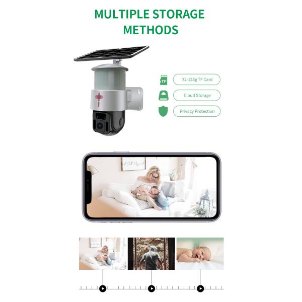 Solar Outdoor 360 Degree Wireless Solar Camera IP66 Waterproof Motion Detection Light Night Vision