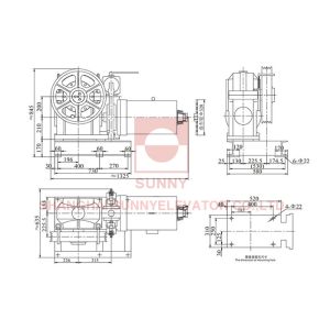4 Pole Elevator VVVF Geared Traction Machine 5xØ13x20mm With Elevator Parts
